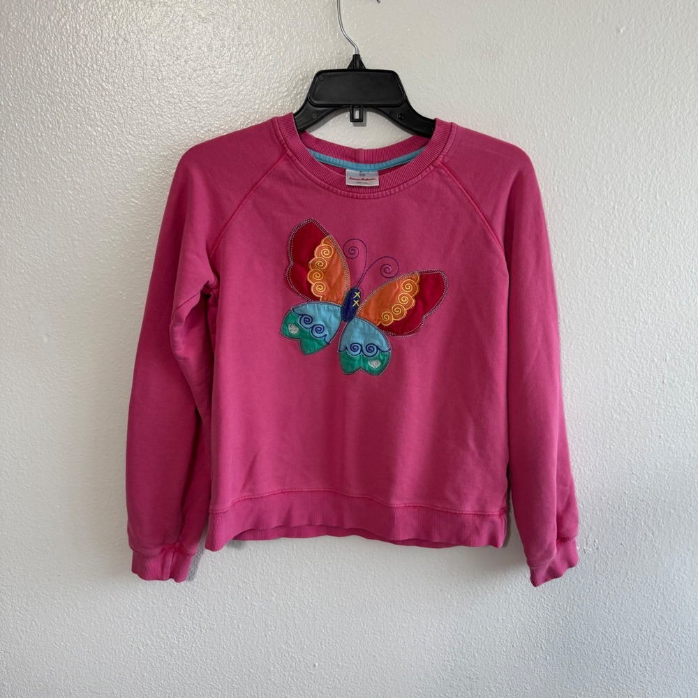 Hanna Andersson Size 160 Pink Butterfly Sweatshirt Preppy Comfort Fall Winter